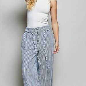 POL Striped Blue and White Jeans